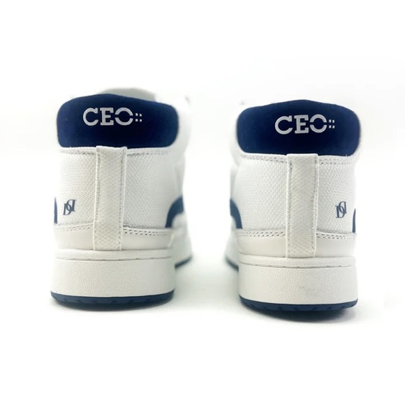 Jaclar White and Navy Blue High-Top Sky-Top Sneakers Brand New